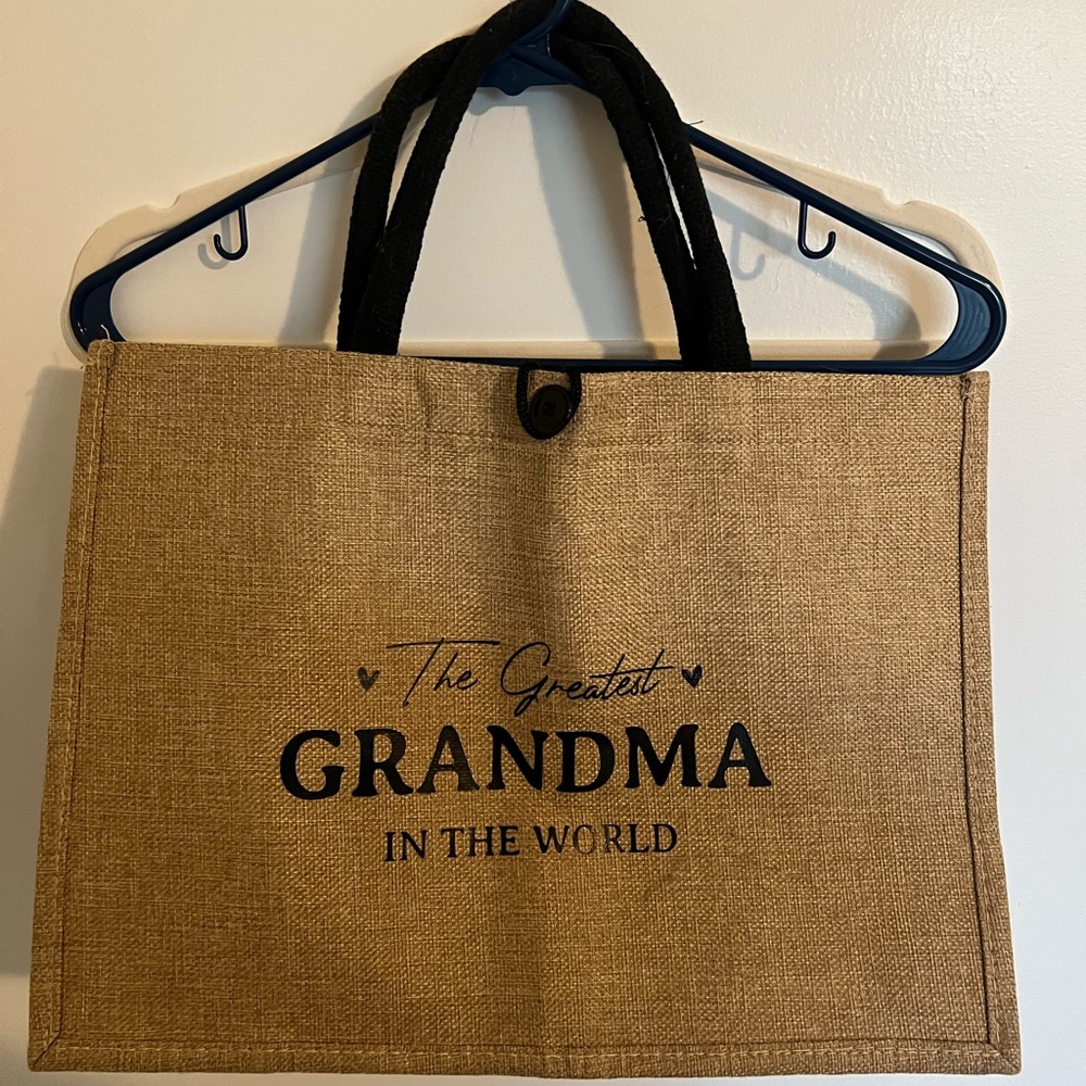 The Greatest Grandma Jute Tote Bag in Brown